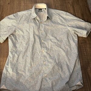 Hugo Boss White and Blue Casual Button Down Shirt